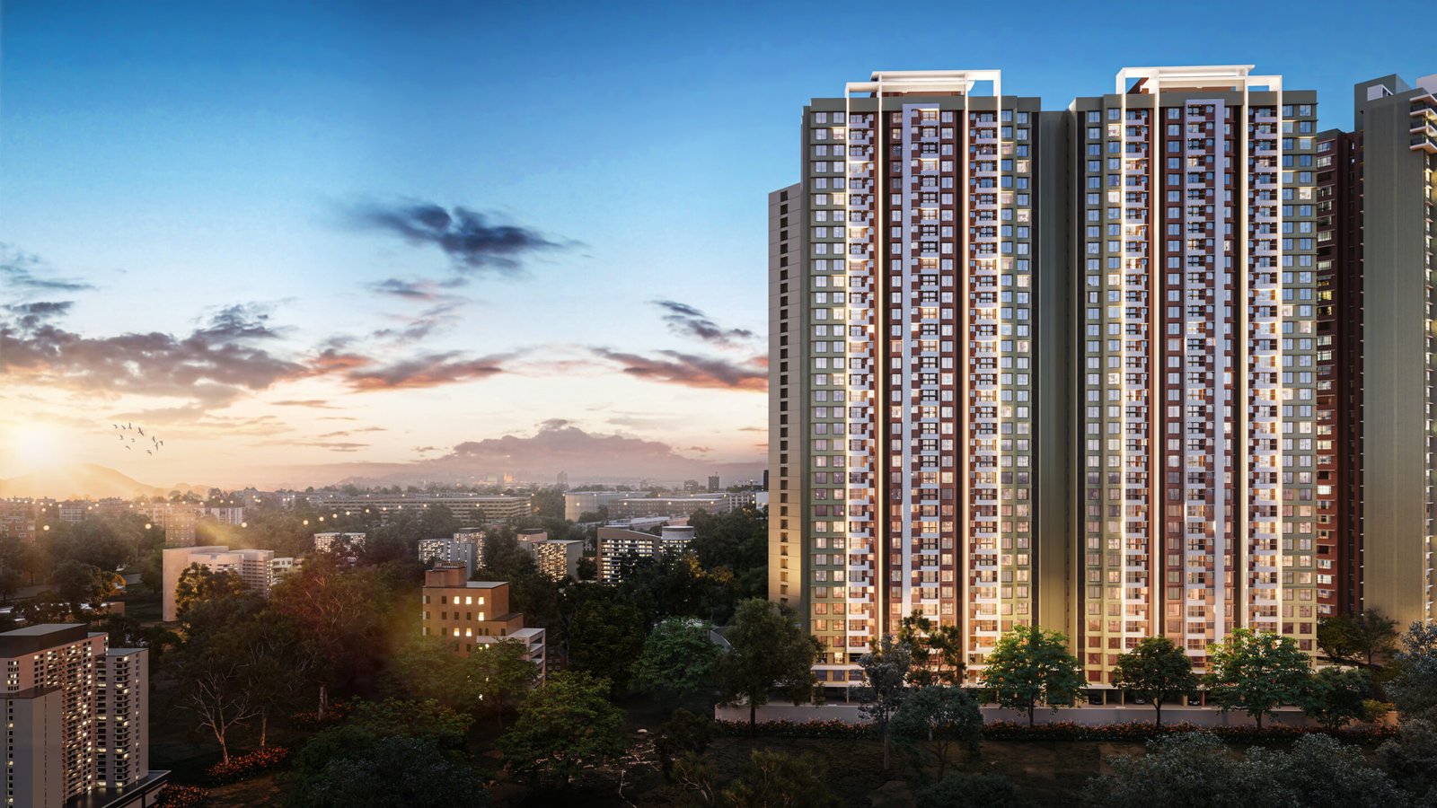 Evening tower lights – Kalpataru Srishti Namaah, Mira Road